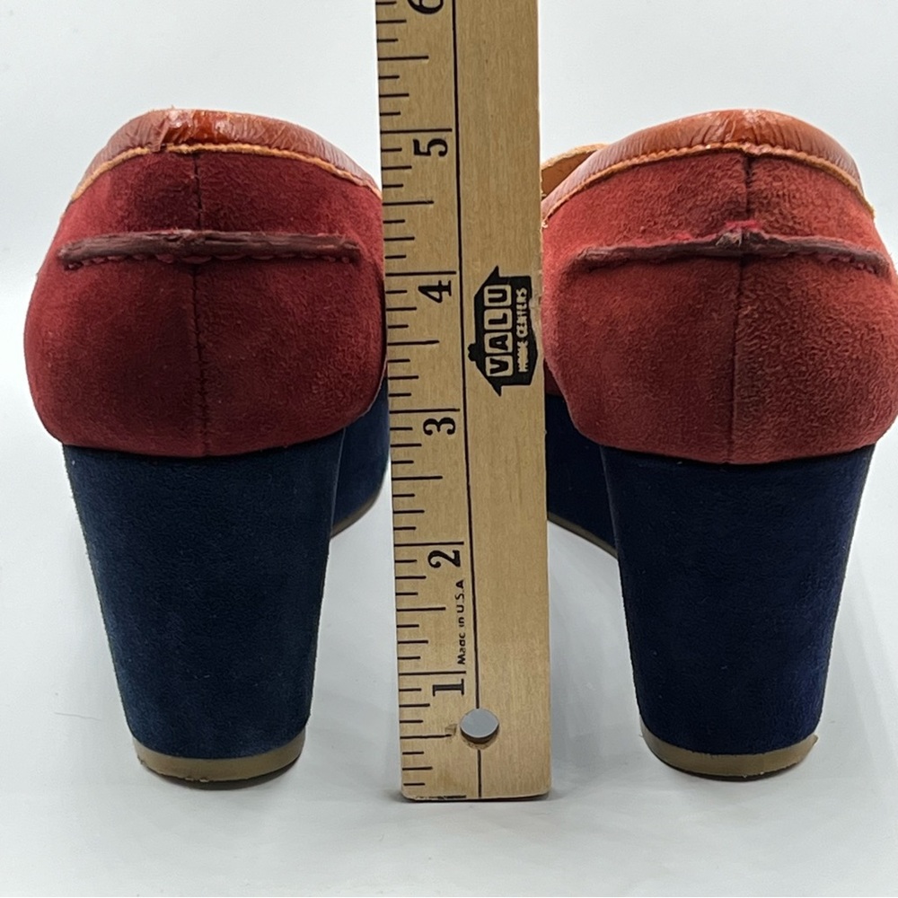 Pilcro & The Letterpress Blue Red Orange Wedge Loafer Sz. 8.5 Anthropology - Picture 4 of 8